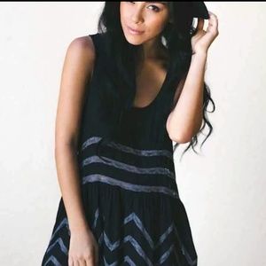 Free People Voile Trapeze slip tunic BLACK